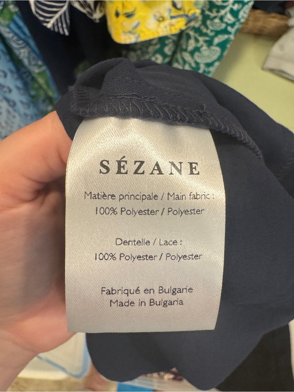 Sezane Navy Button-Front V-Neck Blouse - Picture 5 of 5